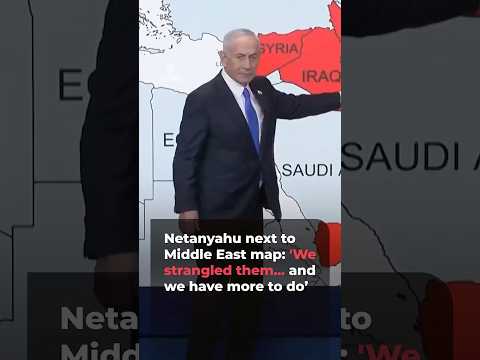 Netanyahu says 'we strangled them... and have more to do’ in front of Middle East map | AJ #shorts