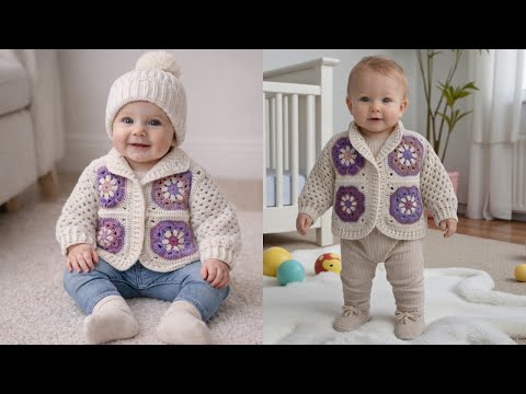 Crochet Kids Cardigan with Motifs 💞 Step-by-Step Tutorial 💞 Baby Crochet Pattern