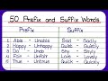 50 Prefix And Suffix In English Suffix And Prefix Prefix Words Suffix Words Prefix Suffix