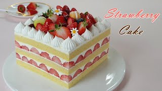 beautiful cake / 딸기 생크림 케이크 만들기 / How to make a strawberry cake /イチゴ生クリームのケー/ स्ट्रॉबेरी क्रीम केक