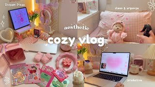 🥯Cozy & aesthetic night routine🎀🌙 clean and organize ✨kdrama, iced coffee, skincare, Divoom Pixoo🌷