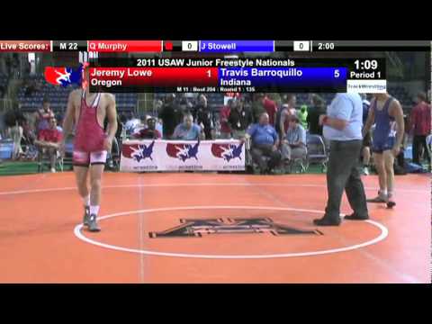 Junior Freestyle 135 - Travis Barroquillo (IN) vs. Jeremy Lowe (OR)