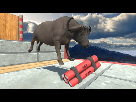 Jump on the exploding dynamite - Animal Revolt Battle Simulator