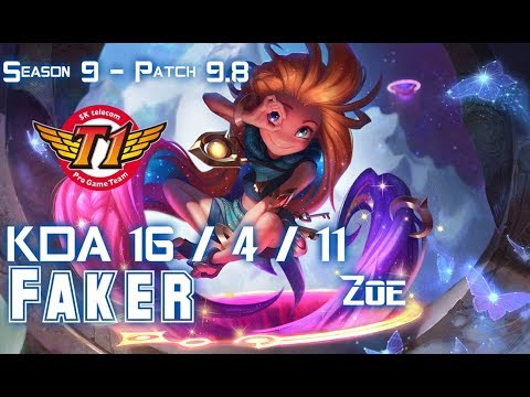 SKT T1 Faker ZOE vs SYLAS Mid - Patch 9.8 KR Ranked