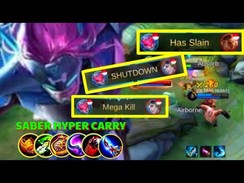 saber hyper carry || lawan auto mundur || mobile legends
