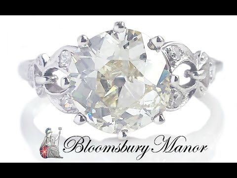 Art Deco 2.05ct N/VS2 Old European Brilliant Cut Diamond Engagement Ring