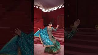 Teal Chiffon Jamawar Bridal Lehenga Suit - Video 3