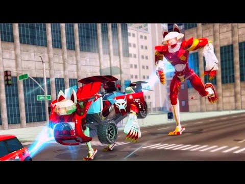 Cat Robot Car Transformation City Rescue Mission Android Gameplay