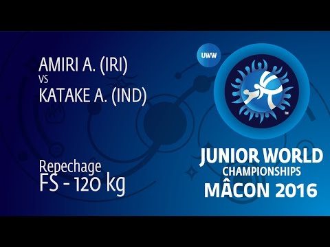 Repechage FS - 120 kg: A. AMIRI (IRI) df. A. KATAKE (IND), 4-0