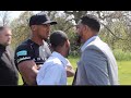 HEATED WORDS EXCHANGED ANTHONY JOSHUA V DOMINIC BREAZEALE SEPERATED DURING HEAD TO HEAD