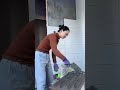 Asian Bricklayer Installs Tiles P33 Diy Construction Tiles Shorts Bricklayer Tiling Handmade