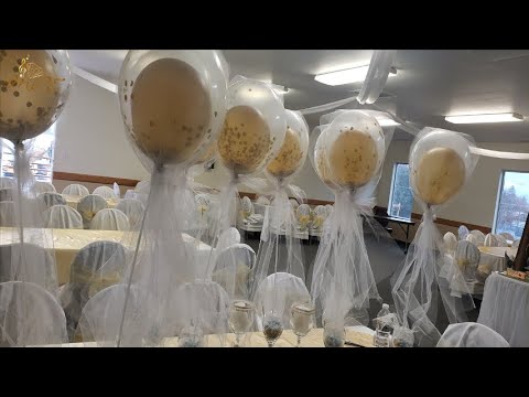 COMO DECORAR GLOBOS DOBLES CON TIRAS DE TUL PARA CENTROS DE MESA