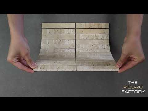 The Mosaic Factory Kitkat flat mozaïektegel 2,2x14,8cm - travertine