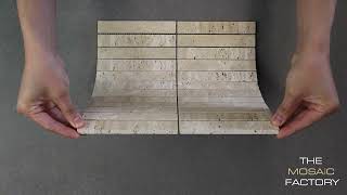 The Mosaic Factory Kitkat flat mozaïektegel 2,2x14,8cm - travertine