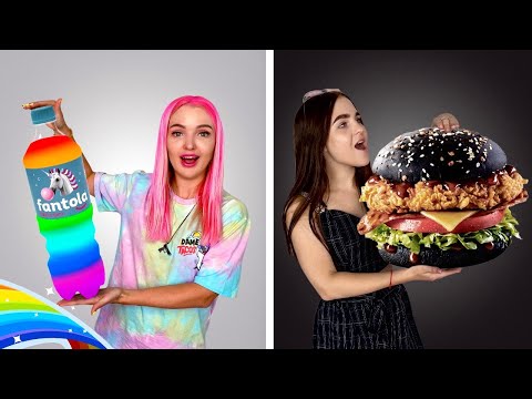 РАДУЖНАЯ ЕДА vs ЧЕРНО БЕЛАЯ Челлендж / 24 ЧАСА В СВОЁМ ЦВЕТЕ / Алиса Лисова и Лиза