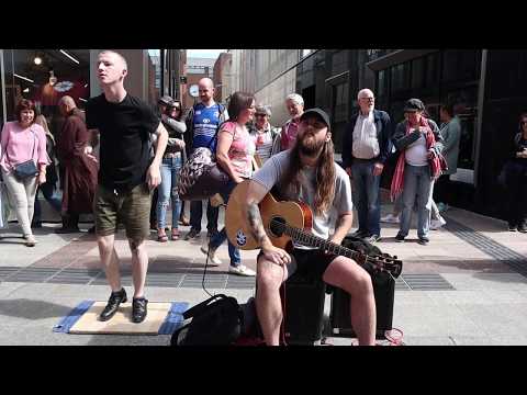 Irish Dancer Ryan Kelly & guitarist Jordan O' Leary get the crowd going on Grafton Street