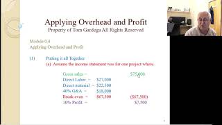 EMod 0 4   Applying Overhead and Profit. Tom Gardega