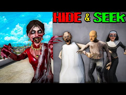 Granny Play Hide and Seek with Kamla Grandpa Evil nun Ice scream Baby in yellow | Game Definition