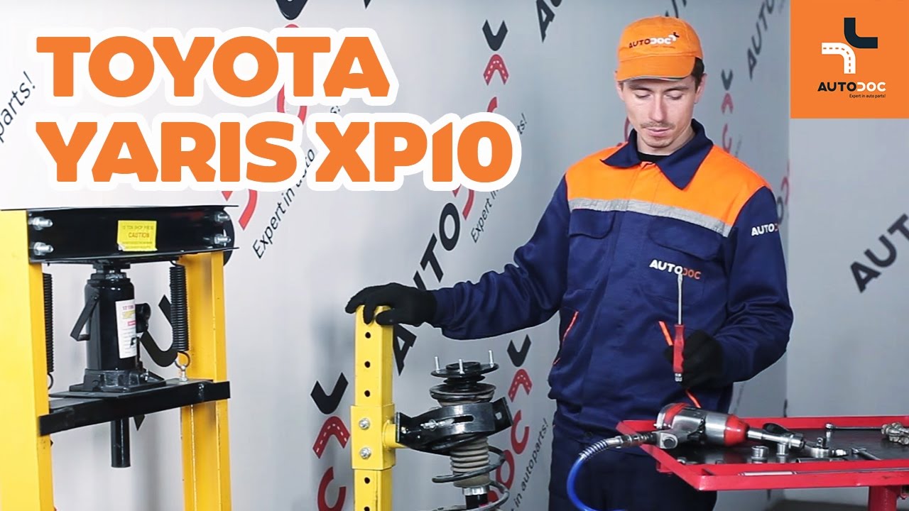 Kaip pakeisti Toyota Yaris P1 spyruoklės: priekis - keitimo instrukcija