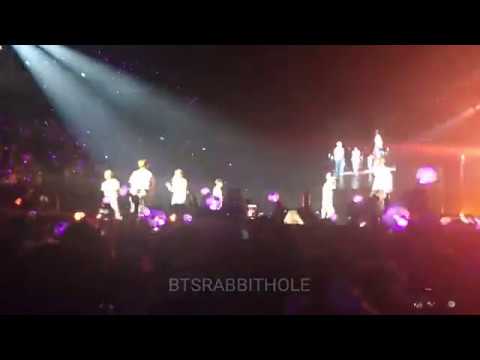 Jin running to join Taehyung in SO WHAT - 181013 BTS Love Yourself Tour Amsterdam