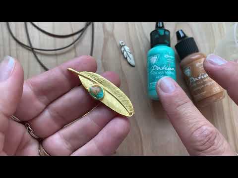 Making a Patina + ICE Resin Faux Agate Effect in Metal Bezel - Vintaj DIY Jewelry
