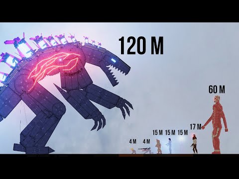 Godzilla 2022 vs Attack on Titan 2022 Size Comparison Animation #1- People Playground