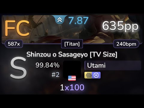 Utami | Linked Horizon - Shinzou o Sasageyo [TV Size] [Titan] +HDDT 99.84% (#2 635pp FC) - osu!