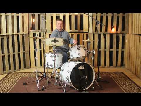 Used DW Collector's Maple Gloss White Lacquer Drum Set - 20, 12, 14