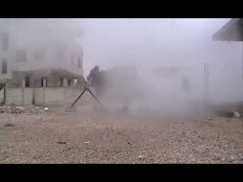 استهداف الوحدة الصاروخية المشتركة بين كتائب السيف الأموي ولواء درع الإسلام بصواريخ حطين 2 مبنى الأركان والقصر الجمهوري في مدينة دمشق