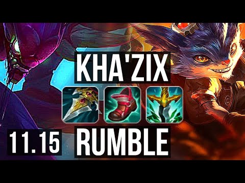 KHA'ZIX vs RUMBLE (JUNGLE) | 9/0/5, 2.9M mastery, 1600+ games, Legendary | KR Grandmaster | v11.15