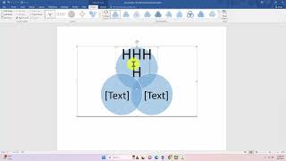 How to insert text in the middle of Venn diagram in word