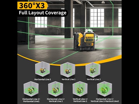 2025 New DEWALT DW089LG Laser Level – 12V Lithium Battery, 360° Green Lines, 3 Side Coverage