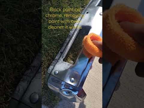 Painted black paint on Chrome bumper removing with a oven cleaner