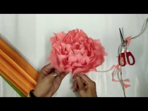 Crepe Paper Flower,  How to make Peony flower Tutorial
