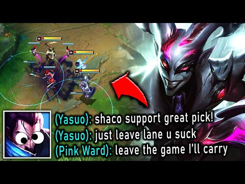 My Yasuo Trolls and Flames me for playing Shaco support... so I sit up and carry him