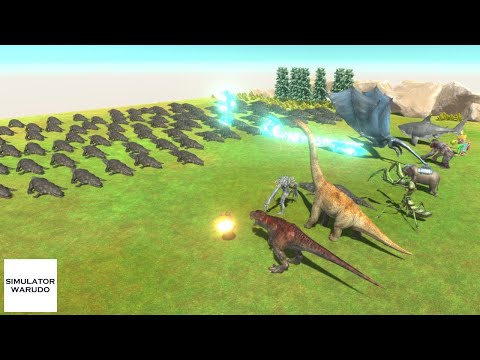 Strongest Team vs 100 Reptiles Animal Revolt Battle Simulator