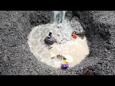 LEGO DAM BREACH MOVIES Part 9 - Lego Dam Breach Halloween Sand Castle Flood Disaster