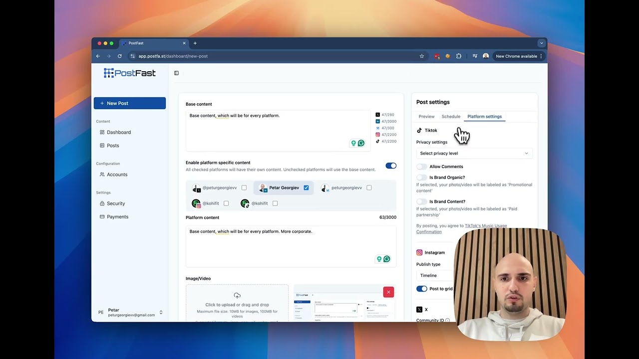 PostFast video preview