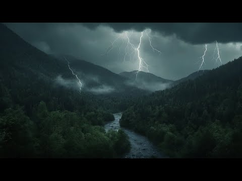 The sound of rain and thunder falling on the large sandy beach | Rain Sounds for Sleeping