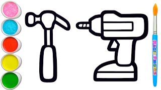 🛠️ Palu, Bor dan 5 Alat Tangan Mainan Lainnya Menggambar, Melukis, Mewarnai untuk Anak, Balita #417