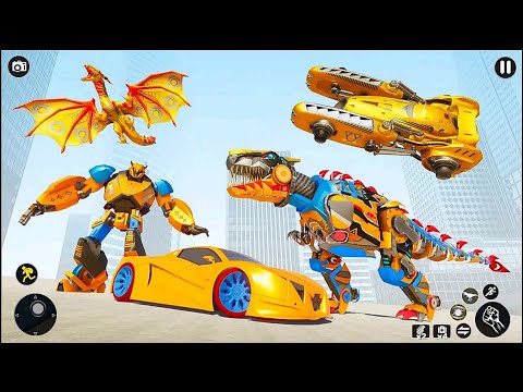 Dino Robot Car Transform: Flying Dragon Dino Car Robot Game - Android iOS Gameplay