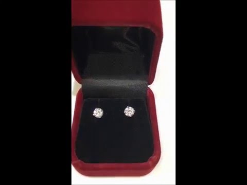 4 prong round shaped CZ 925 silver earrings stud 5mm - Withe Harper