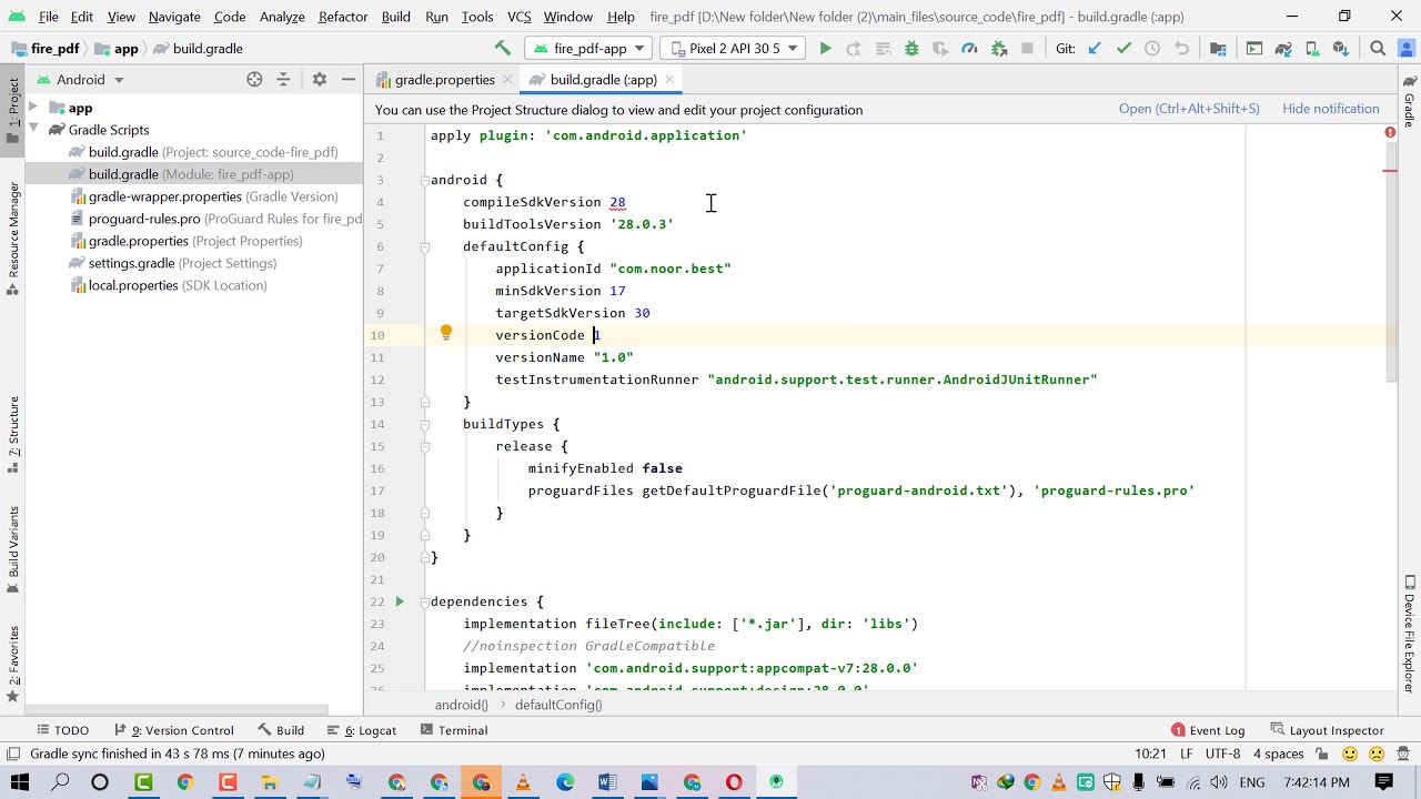 How to change Android version and code version number