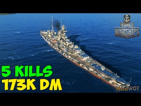 World of WarShips | Hindenburg | 5 KILLS | 173K Damage - Replay Gameplay 1080p 60 fps
