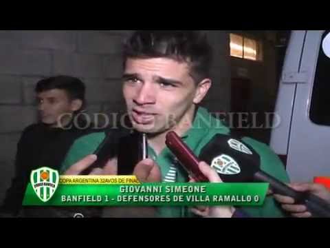 COPA ARGENTINA: GIO SIMEONE - BANFIELD 1 - DEFENSORES VILLA RAMALLO 0 - 26-05-2016