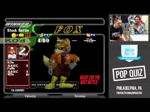Pop Quiz II - Winners Round 4 - Velocity (Doctor Mario) vs Smokey (Fox) - SSBM Smash Melee