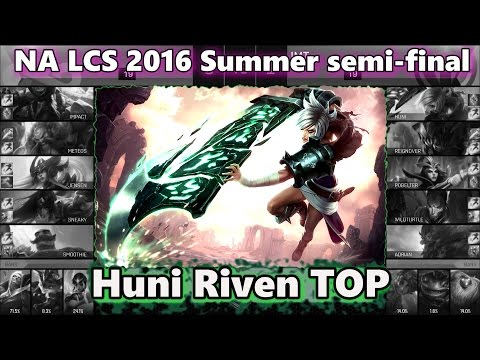 Huni Riven Top in awesome action game C9 vs IMT NA LCS 2016 Summer
