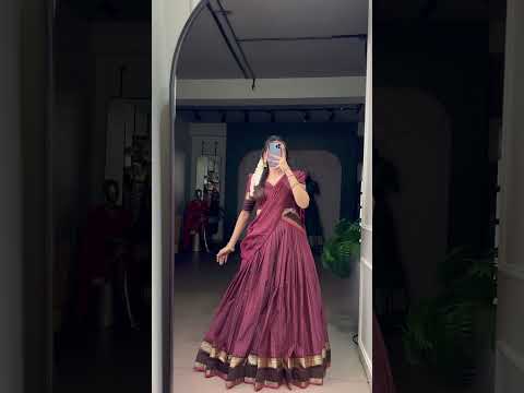 Gray Elegant Stitched Chettinad Cotton Lehenga with Checks & Zari Weaving – Traditional Festive Wear Set