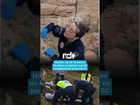 Homem cai de 15 metros de altura ao tentar voar de parapente em praia de SC