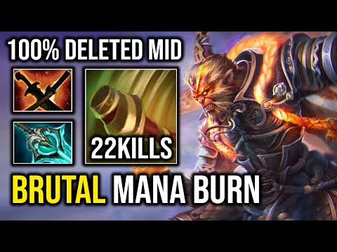How to 100% Delete Mid with Brutal Mana Burn EZ Tank Counter 1st Item Disperser Monkey King Dota 2